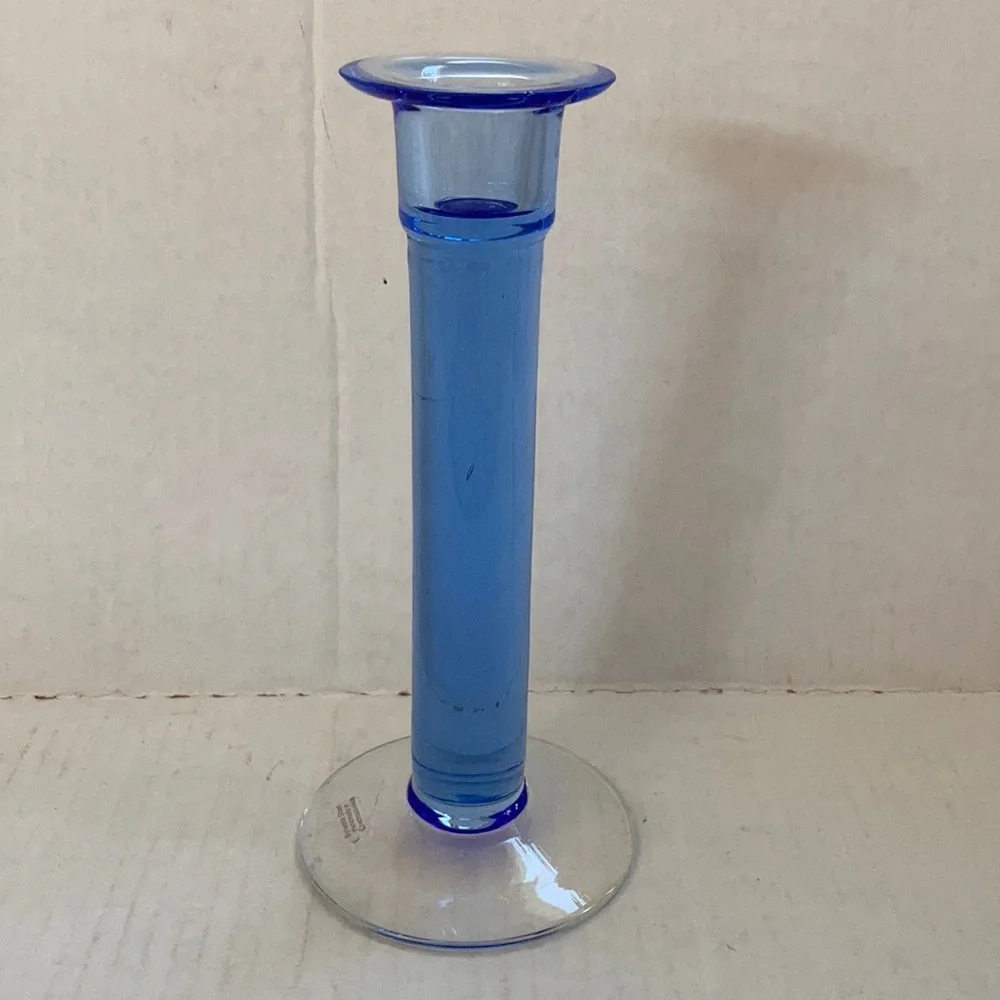 Bohemia Glass Czech blue candlestick